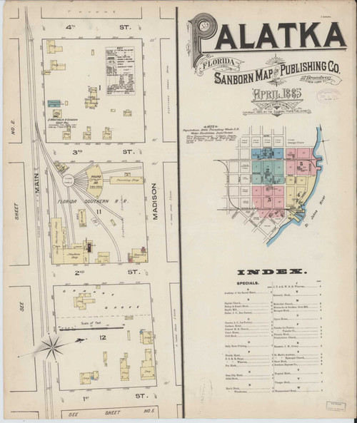 Palatka Florida 1885 - Fire Insurance Index - Old Map Reprint