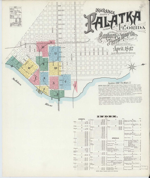 Palatka Florida 1897 - Fire Insurance Index - Old Map Reprint