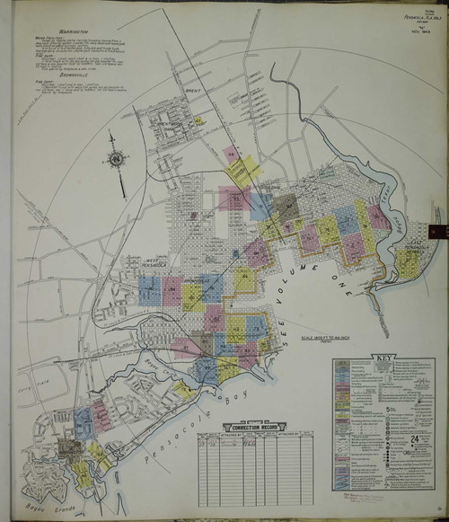 Pensacola Florida 1951 V2 - Fire Insurance Index - Old Map Reprint