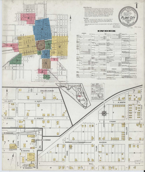 Plant City Florida 1919 - Fire Insurance Index - Old Map Reprint