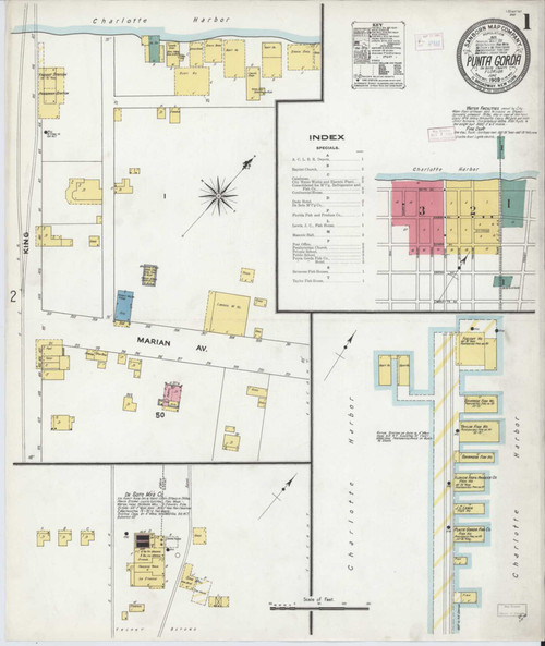 Punta Gorda Florida 1909 - Fire Insurance Index - Old Map Reprint