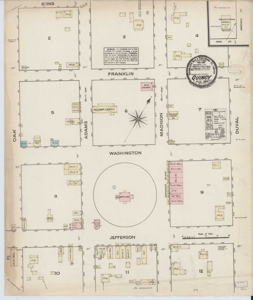 Quincy Florida 1884 - Fire Insurance Index - Old Map Reprint
