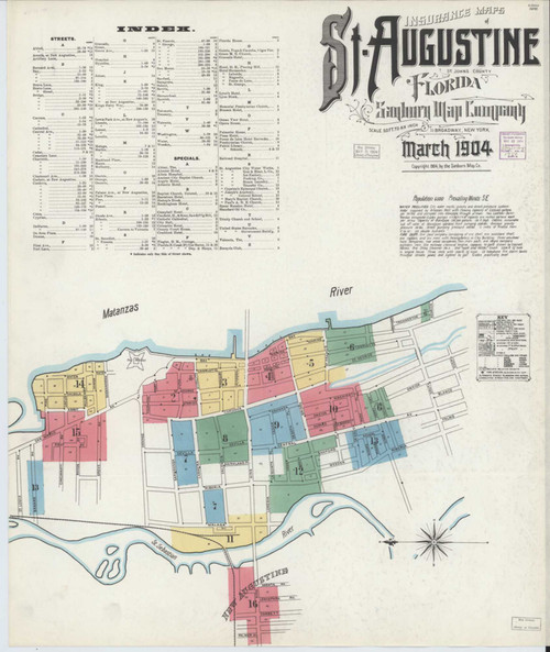 Saint Augustine Florida 1904 - Fire Insurance Index - Old Map Reprint