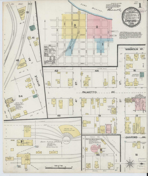Sanford Florida 1890 - Fire Insurance Index - Old Map Reprint