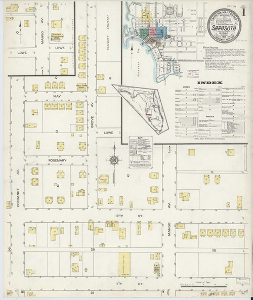 Sarasota Florida 1913 - Fire Insurance Index - Old Map Reprint