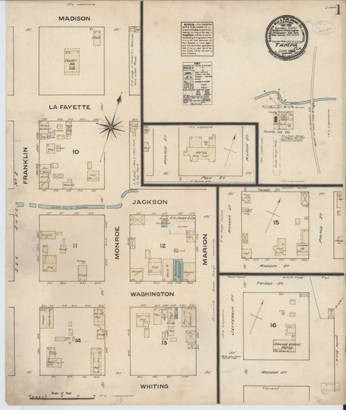 Tampa Florida 1884 - Fire Insurance Index - Old Map Reprint