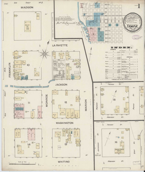 Tampa Florida 1887 - Fire Insurance Index - Old Map Reprint
