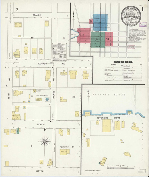 Tarpon Springs Florida 1909 - Fire Insurance Index - Old Map Reprint