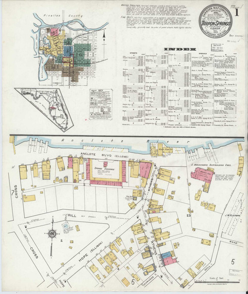 Tarpon Springs Florida 1919 - Fire Insurance Index - Old Map Reprint