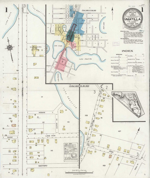 Umatilla Florida 1925 - Fire Insurance Index - Old Map Reprint