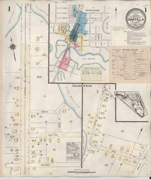 Umatilla Florida 1943 - Fire Insurance Index - Old Map Reprint