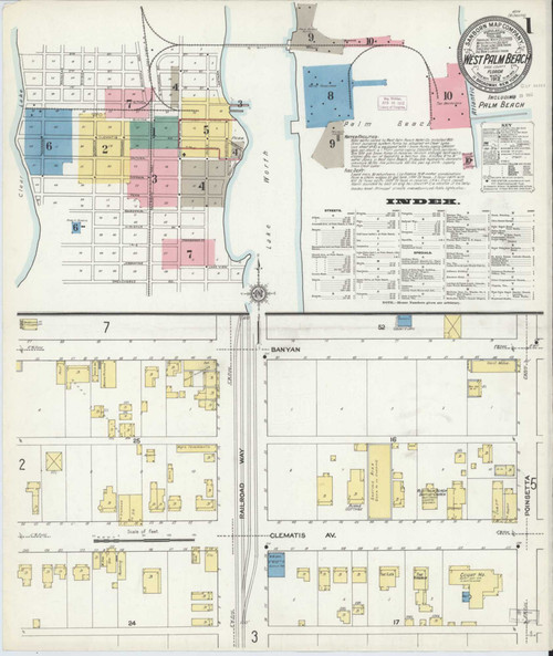 West Palm Beach Florida 1912 - Fire Insurance Index - Old Map Reprint