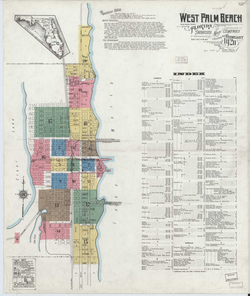 West Palm Beach Florida 1920 - Fire Insurance Index - Old Map Reprint