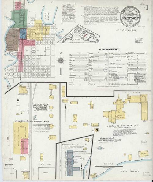 Winter Haven Florida 1919 - Fire Insurance Index - Old Map Reprint