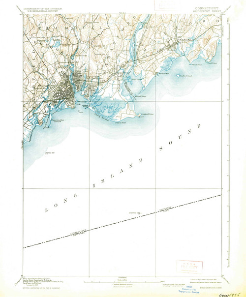 Bridgeport, CT 1893 (1935) USGS Old Topo Map Reprint 15x15 CT Quad 330986