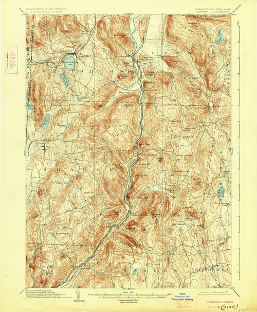 Cornwall, CT 1903 (1927) USGS Old Topo Map Reprint 15x15 CT Quad 330996