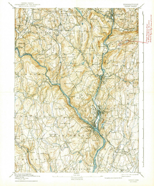 Derby, CT 1893 (1942) USGS Old Topo Map Reprint 15x15 CT Quad 331024