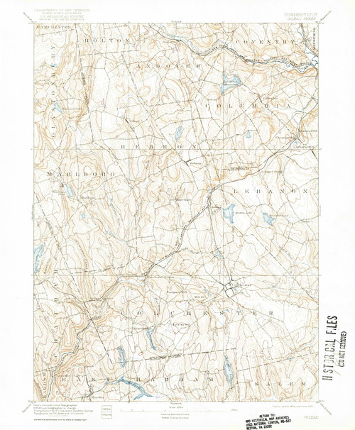 Gilead, CT 1892 (1922) USGS Old Topo Map Reprint 15x15 CT Quad 331029