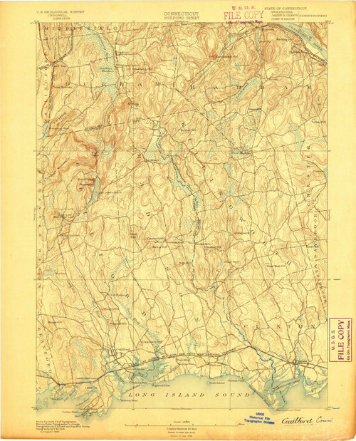 Guilford, CT 1893 (1893) USGS Old Topo Map Reprint 15x15 CT Quad 331040