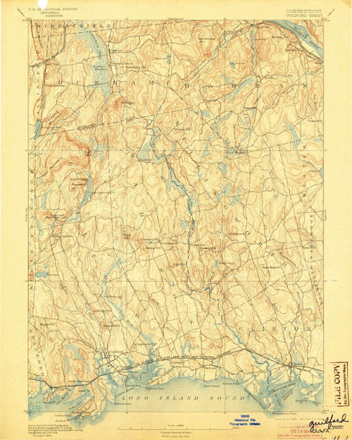 Guilford, CT 1893 (1904) USGS Old Topo Map Reprint 15x15 CT Quad 331042