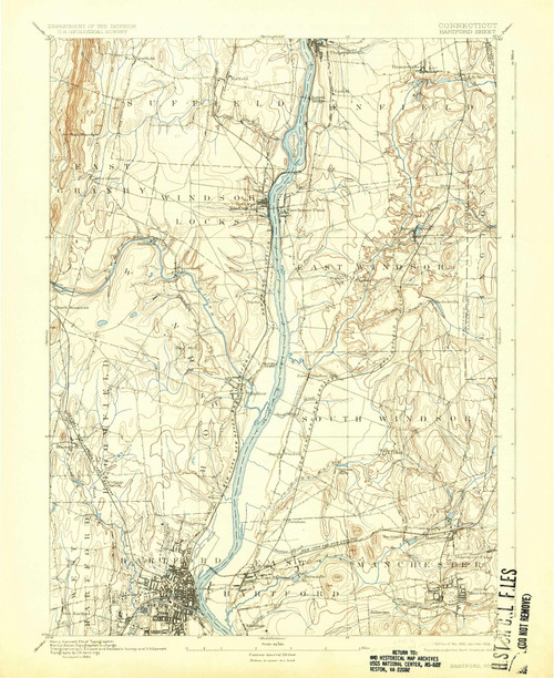 Hartford, CT 1892 (1925) USGS Old Topo Map Reprint 15x15 CT Quad 331054