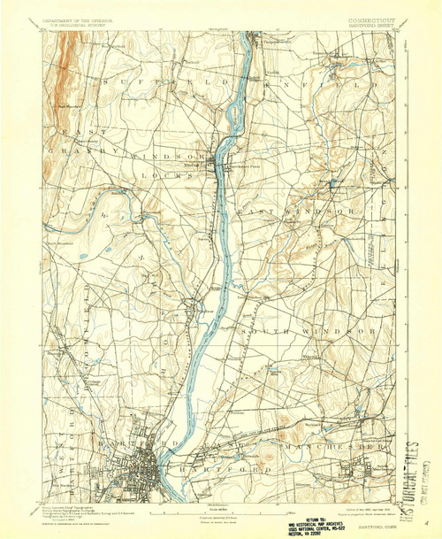 Hartford, CT 1892 (1932) USGS Old Topo Map Reprint 15x15 CT Quad 331055