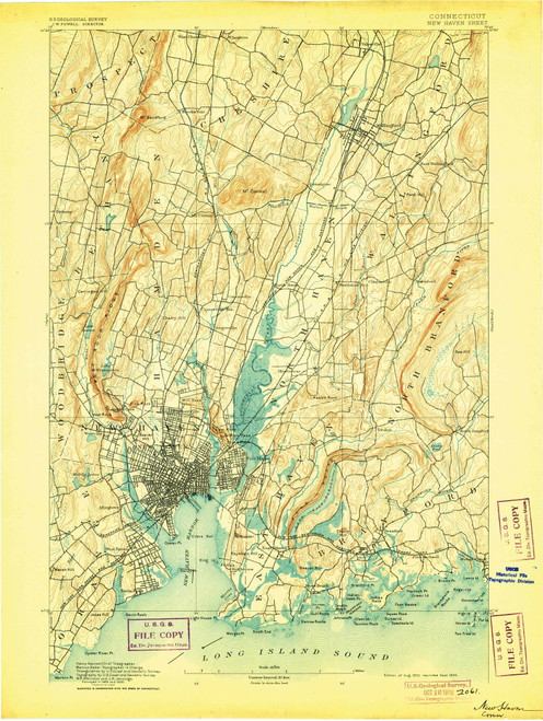 New Haven, CT 1892 (1905) USGS Old Topo Map Reprint 15x15 CT Quad 331089