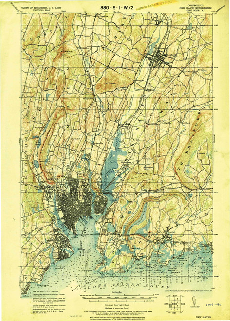 New Haven, CT 1921 (1921) USGS Old Topo Map Reprint 15x15 CT Quad 331094