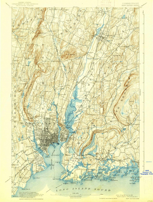 New Haven, CT 1892 (1938) USGS Old Topo Map Reprint 15x15 CT Quad 331097