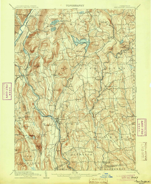 New Milford, CT 1904 (1904) USGS Old Topo Map Reprint 15x15 CT Quad 331115