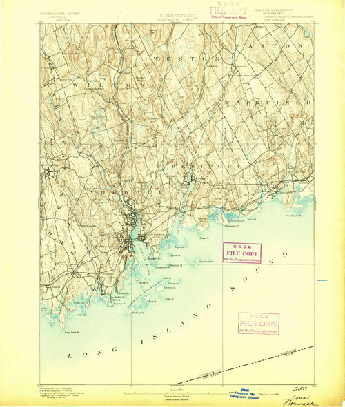 Norwalk, CT 1893 (1893) USGS Old Topo Map Reprint 15x15 CT Quad 331126