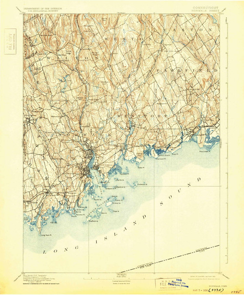 Norwalk, CT 1893 (1930) USGS Old Topo Map Reprint 15x15 CT Quad 331134