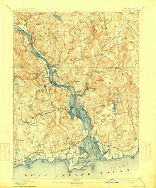 Saybrook, CT 1893 (1915) USGS Old Topo Map Reprint 15x15 CT Quad 331164