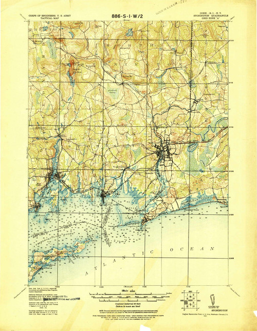Stonington, CT 1921 (1921) USGS Old Topo Map Reprint 15x15 CT Quad 331174