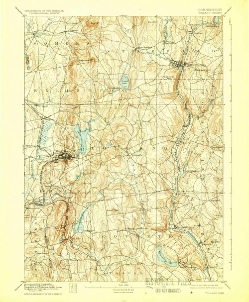 Tolland, CT 1892 (1928) USGS Old Topo Map Reprint 15x15 CT Quad 331184