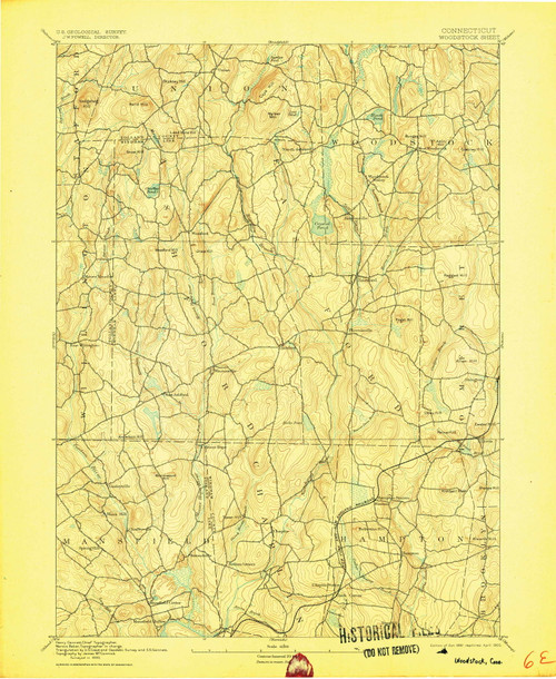Woodstock, CT 1892 (1905) USGS Old Topo Map Reprint 15x15 CT Quad 331202