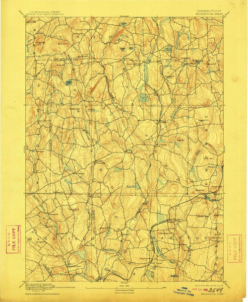Woodstock, CT 1892 (1911) USGS Old Topo Map Reprint 15x15 CT Quad 331203