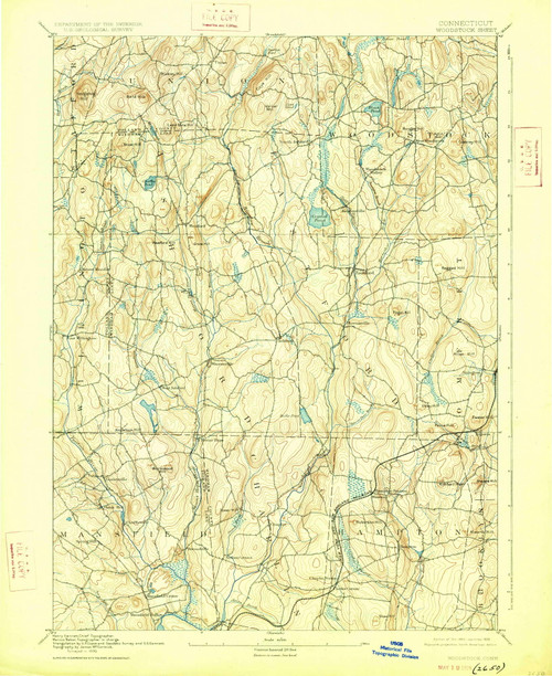 Woodstock, CT 1892 (1926) USGS Old Topo Map Reprint 15x15 CT Quad 331205