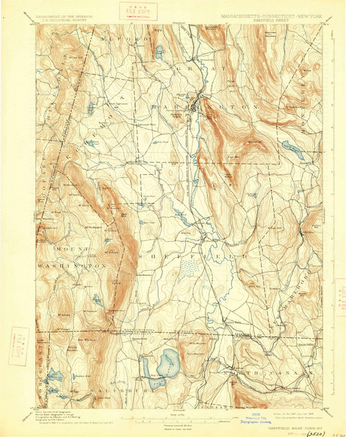 Sheffield, MA 1897 (1926) USGS Old Topo Map Reprint 15x15 MA Quad 353026