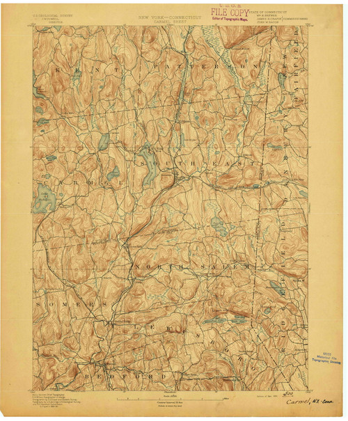 Carmel, NY 1892 (1892) USGS Old Topo Map Reprint 15x15 NY Quad 140433