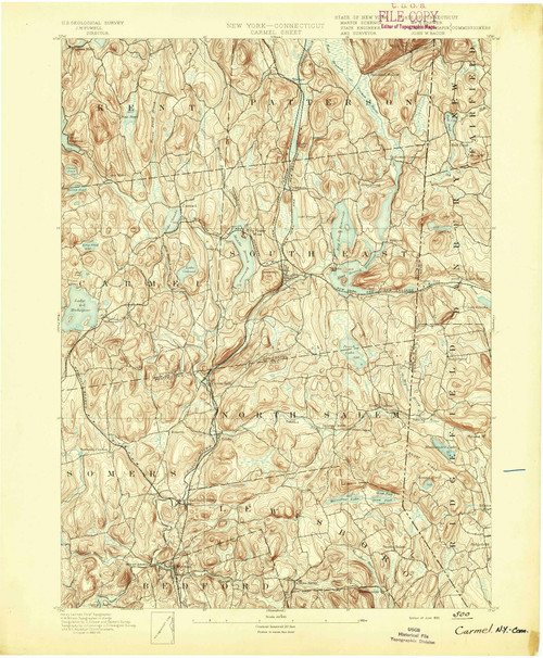 Carmel, NY 1893 (1893) USGS Old Topo Map Reprint 15x15 NY Quad 140434