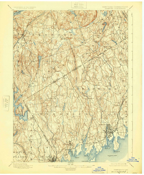 Stamford, CT 1899 (1925) USGS Old Topo Map Reprint 15x15 CT Quad 144263