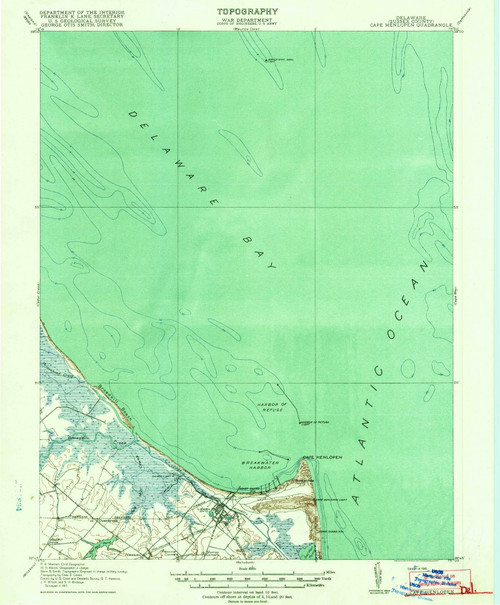 Cape Henlopen, Delaware 1918 (1918) USGS Old Topo Map Reprint 15x15 DE Quad 255731