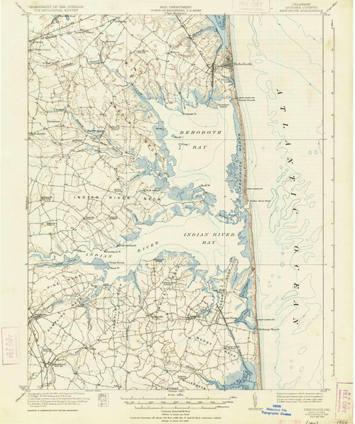 Rehoboth, Delaware 1918 (1934) USGS Old Topo Map Reprint 15x15 DE Quad 255774