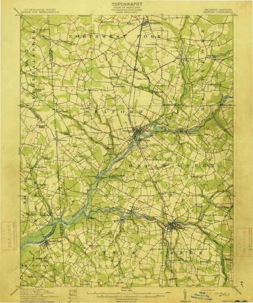 Seaford, Delaware 1915 (1915) USGS Old Topo Map Reprint 15x15 DE Quad 255782