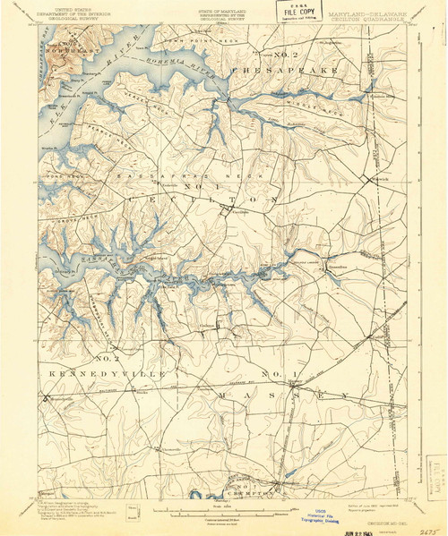 Cecilton, Maryland 1900 (1943) USGS Old Topo Map Reprint 15x15 DE Quad 257331