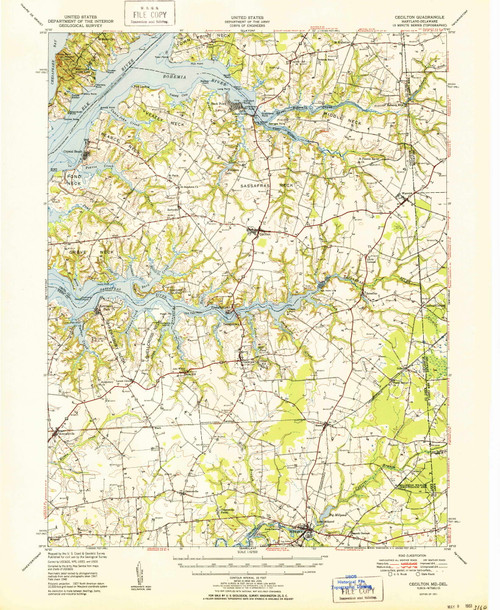 Cecilton, Maryland 1951 (1951) USGS Old Topo Map Reprint 15x15 DE Quad 257334