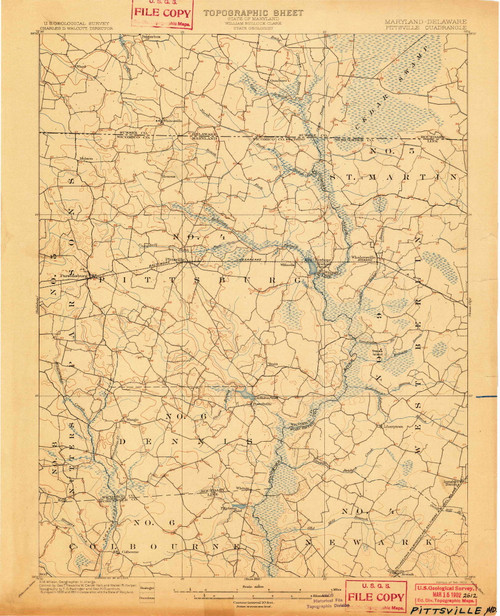 Pittsville, Maryland 1902 (1902) USGS Old Topo Map Reprint 15x15 DE Quad 257609