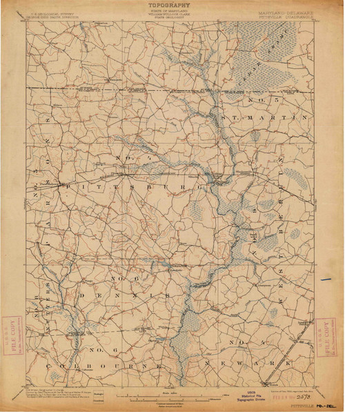 Pittsville, Maryland 1902 (1914) USGS Old Topo Map Reprint 15x15 DE Quad 257610