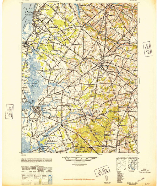 Salem, New Jersey 1948 (1958) USGS Old Topo Map Reprint 15x15 DE Quad 255359